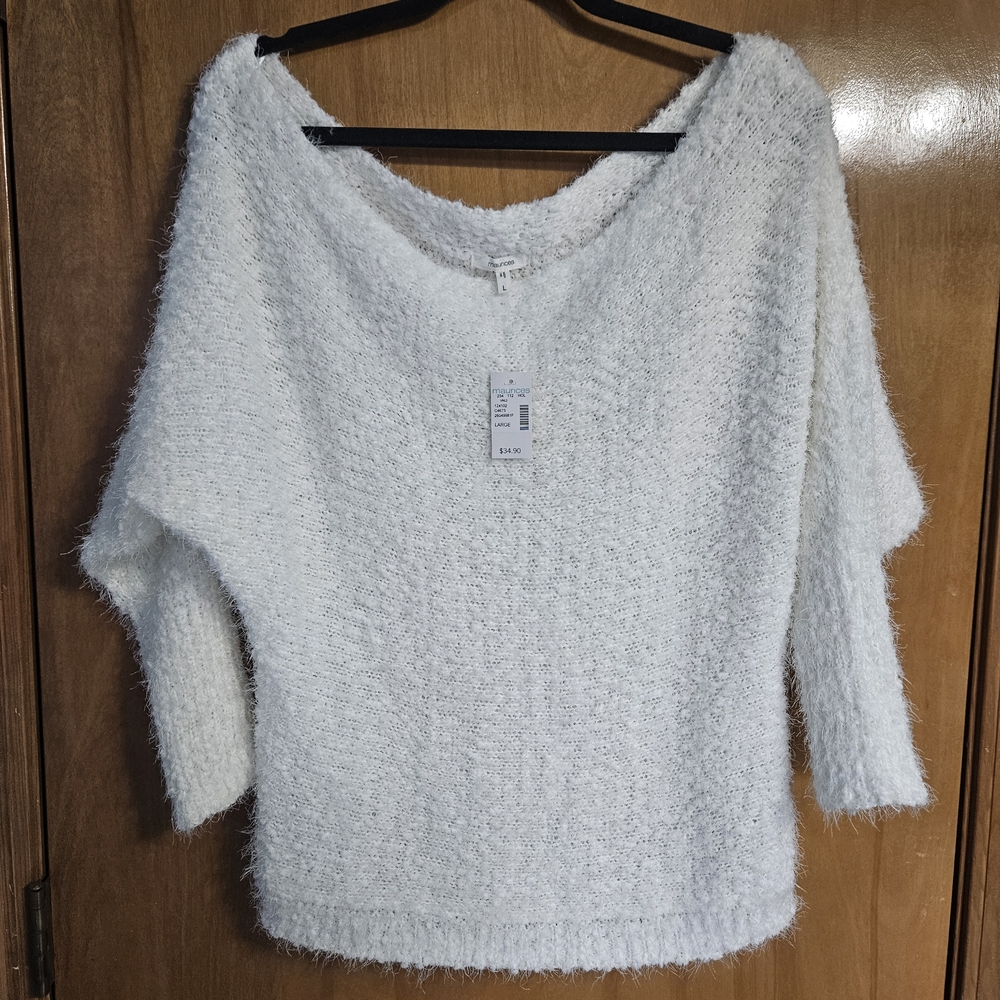 Maurices Off-the-Shoulder White Sweater Size L